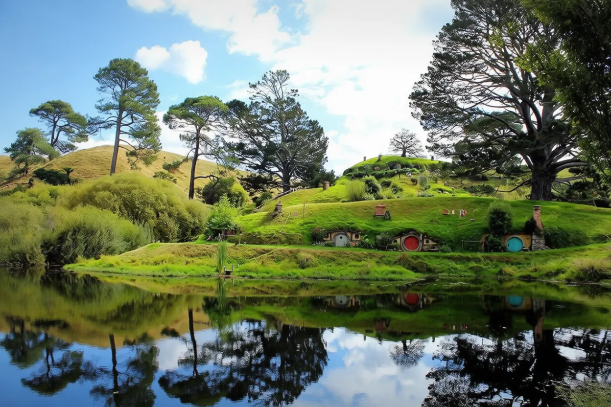 霍比屯 Hobbiton movie set Hobbit holes